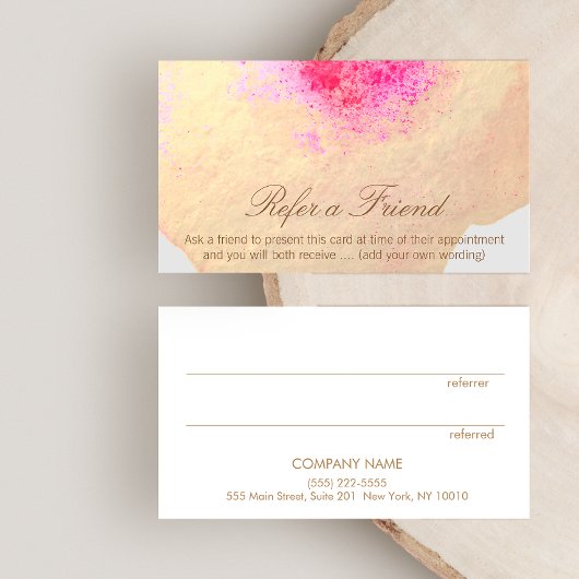 金ゴールドの水色の大規模なフローラ顧客紹介 紹介カード