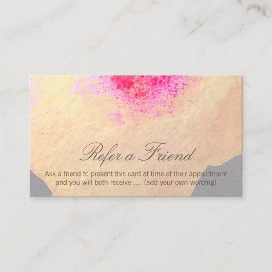 金ゴールドの水色の大規模なフローラ顧客紹介 紹介カード (正面)