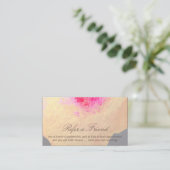 金ゴールドの水色の大規模なフローラ顧客紹介 紹介カード (スタンド正面)