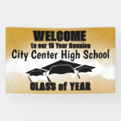 金ゴールドの水色クラス縁どの懇親会へようこそ 横断幕 (横)