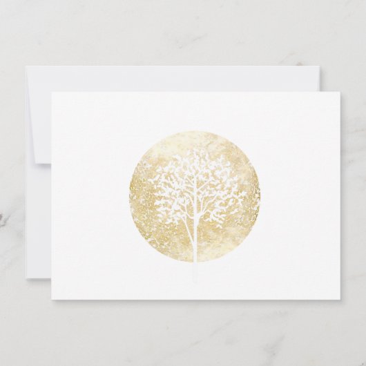 金ゴールドの水色ツリーのヨガとウェルネスギフトカード (裏面)