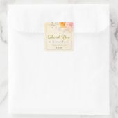 金ゴールドの水色フローラ結婚の感謝のお願い スクエアシール (バッグ)