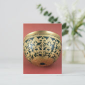 金ゴールドの水鉢の透かし ポストカード (スタンド正面)