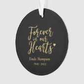 金ゴールドの永遠のハート記念写真 オーナメント (正面)