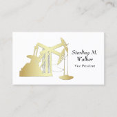 金ゴールドの油田のポンピングユニット|は|のセンチメートルをじりじり動かします 名刺 (正面)