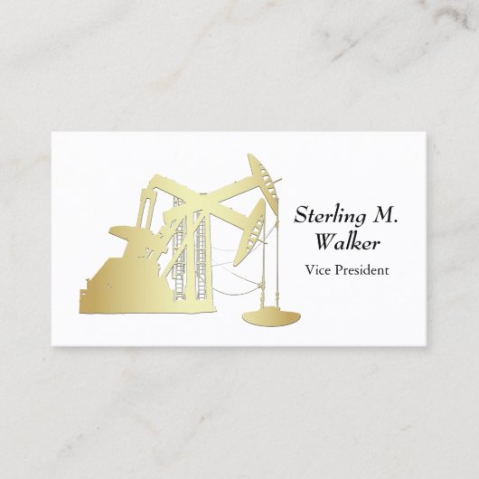 金ゴールドの油田のポンピングユニット|は|のセンチメートルをじりじり動かします 名刺 (正面)