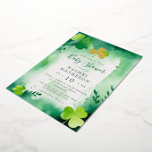 金ゴールドの泡シャムロックst patricks day赤ちゃんシャワー 箔シーズンカード (回転した状態)