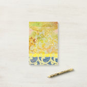 金ゴールドの波/明るく黄色い青の渦巻は光っています ポストイット (デスク上)