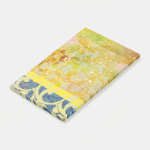 金ゴールドの波/明るく黄色い青の渦巻は光っています ポストイット (アングル)