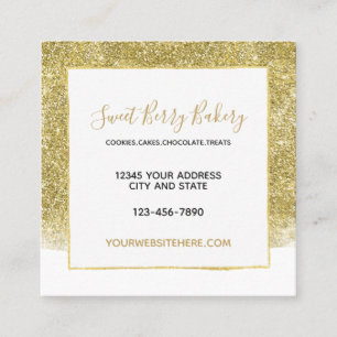 金ゴールドの派手でフェイクなグリッター スクエア名刺
