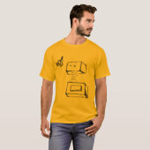 金ゴールドの浮遊物のロボット Tシャツ (正面フル)