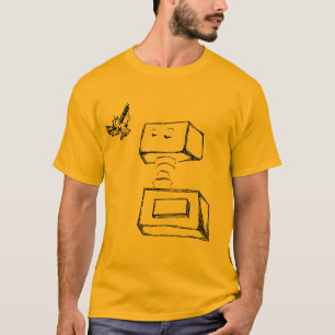 金ゴールドの浮遊物のロボット Tシャツ