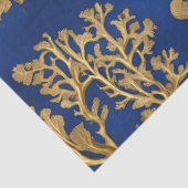 金ゴールドの海藻オン深いブルー 薄葉紙 (詳細)