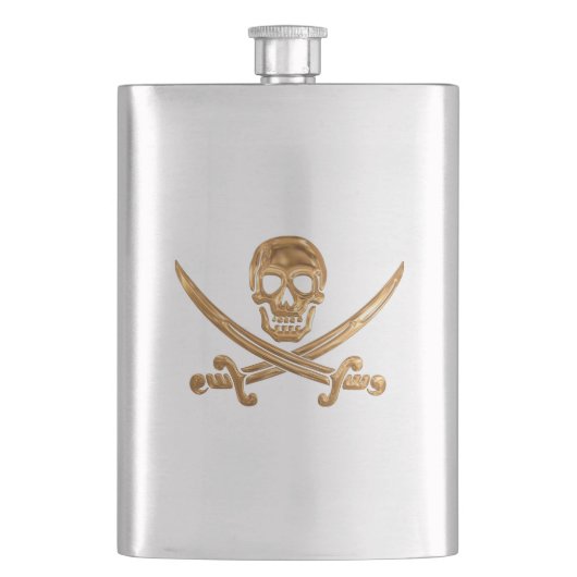 金ゴールドの海賊旗 フラスク (正面)