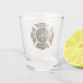 金ゴールドの消防署の消防士のバッジ ショットグラス (裏面)