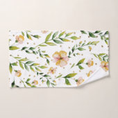 金ゴールドの深緑色のマスタードの黄色の花柄の水玉模様 バスタオルセット (ハンドタオル)