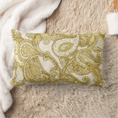 金ゴールドの混合物のペイズリー ランバークッション (ブランケット)