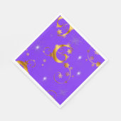 金ゴールドの渦巻きと星の紫のクリスマス スタンダードランチョンナプキン (角)