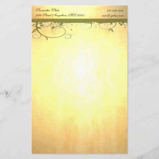 金ゴールドの渦巻き型文房具 便箋 (正面)