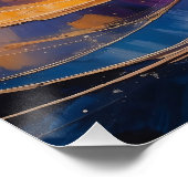 金ゴールドの渦巻き宇宙抽象芸術エネルギー波 ポスター (コーナー)