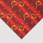 金ゴールドの渦巻き星と赤いクリスマス 薄葉紙 (詳細)