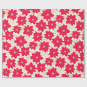 金ゴールドの渦巻の季節の挨拶を用いる赤いポインセチア ラッピングペーパー (フラット)