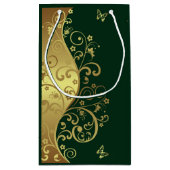 金ゴールドの渦巻及び深緑色 スモールペーパーバッグ (裏面)