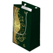 金ゴールドの渦巻及び深緑色 スモールペーパーバッグ (裏面アングル)