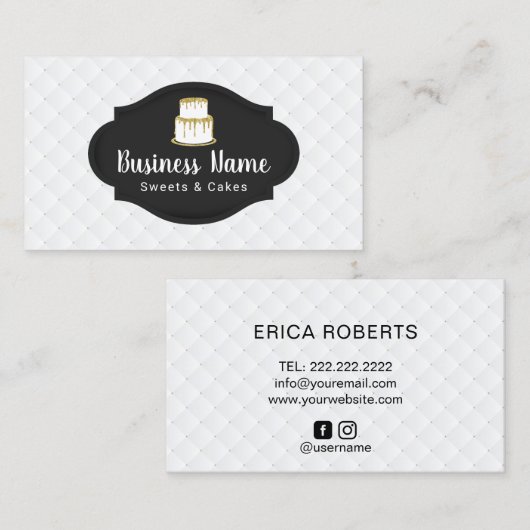 金ゴールドの滴りのアイスケーキのロゴの甘いブティックのベーカリー 名刺 (正面/裏面)