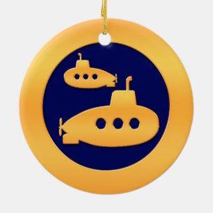 金ゴールドの潜水艦 セラミックオーナメント