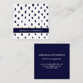 金ゴールドの濃紺の抽象的で白い点 スクエア名刺 (正面/裏面)