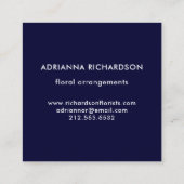 金ゴールドの濃紺の抽象的で白い点 スクエア名刺 (裏面)