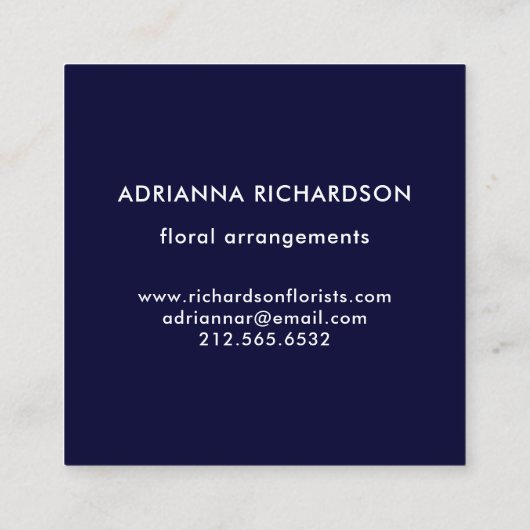 金ゴールドの濃紺の抽象的で白い点 スクエア名刺 (裏面)