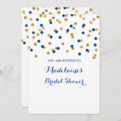 金ゴールドの濃紺の紙吹雪のブライダルシャワーの招待状 招待状 (正面/裏面)