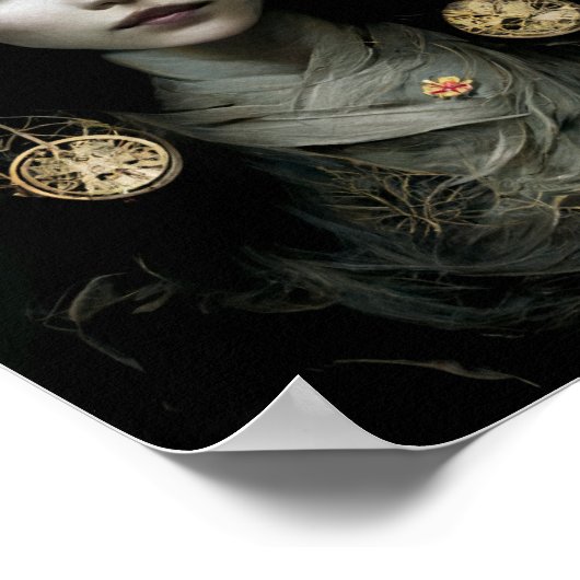 金ゴールドの灰色のファンタジーサイエンスフィクションアートポスター ポスター (角)