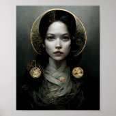 金ゴールドの灰色のファンタジーサイエンスフィクションアートポスター ポスター (正面)