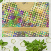 金ゴールドの点の(ばちゃばちゃ)跳ねるとサイケデリックなおもしろい キッチンタオル (折り畳み)