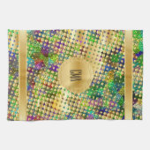 金ゴールドの点の(ばちゃばちゃ)跳ねるとサイケデリックなおもしろい キッチンタオル (横)