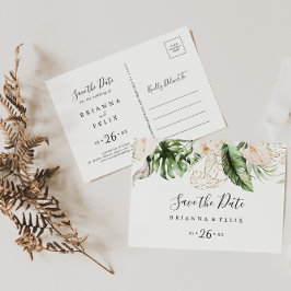 金ゴールドの熱帯紅葉の水平保存日 ポストカード