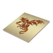 金ゴールドの燃えるようなドラゴン タイル (側面)