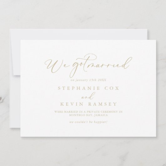 金ゴールドの牧歌的な書道の駆け落ち 案内状 (正面)