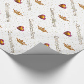 金ゴールドの王冠およびハートのキンセアニェラの包装紙 ラッピングペーパー (角)