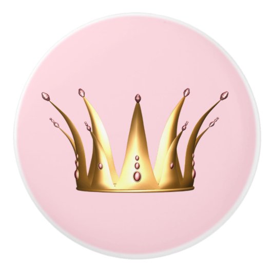 金ゴールドの王冠の引出しの引きのノブ セラミックノブ (正面)