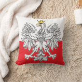 金ゴールドの王冠の枕を持つポーランドのワシ クッション (ブランケット)