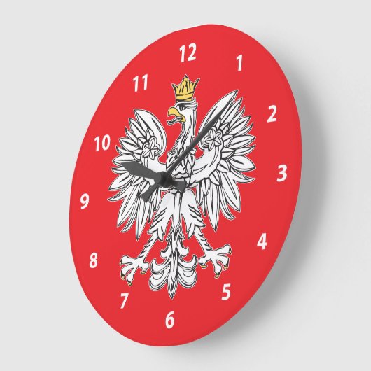 金ゴールドの王冠の柱時計を持つポーランドのワシ ラージ壁時計 (傾斜)