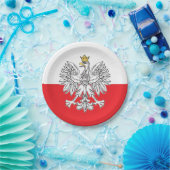 金ゴールドの王冠の紙皿を持つポーランドのワシ ペーパープレート (パーティー)