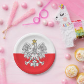 金ゴールドの王冠の紙皿を持つポーランドのワシ ペーパープレート (パーティー)