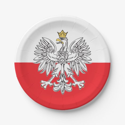 金ゴールドの王冠の紙皿を持つポーランドのワシ ペーパープレート (正面)