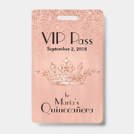 金ゴールドの王冠のQuinceañeraばら色のVIPのバッジ バッジ