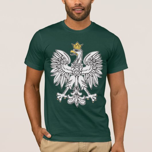 金ゴールドの王冠を持つポーランドのワシ Tシャツ (正面)